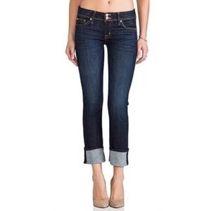 Hudson Jeans Ginny Crop Straight Jeans With Cuff‎ Dark Wash Low Rise Classic